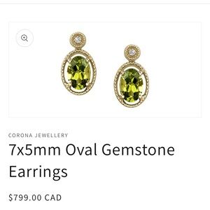 10K Gold Oval Peridot Diamond Earrings